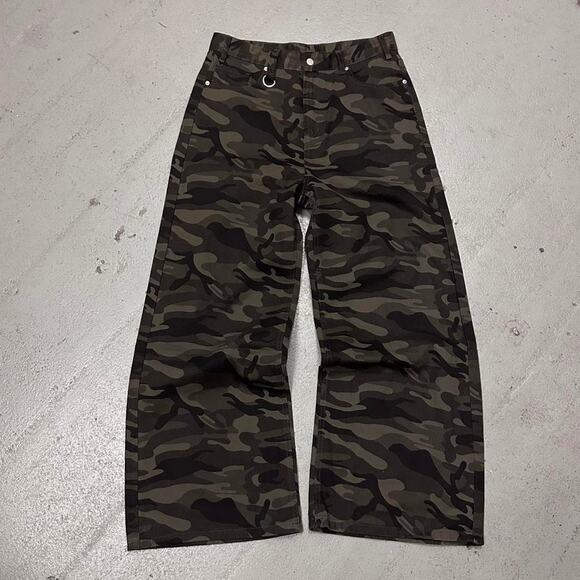 CAMO WIDE LEG BAGGY DENIM 30 WAIST